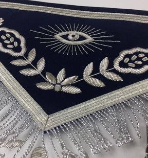 Past Master Blue Lodge Apron - Royal Navy Velvet Hand Embroidery - Bricks Masons
