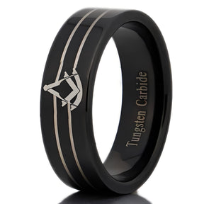 Past Master Blue Lodge Ring - Black Tungsten Personalizable