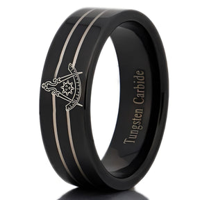 Anillo de la Logia Azul de Past Master - Tungsteno negro personalizable