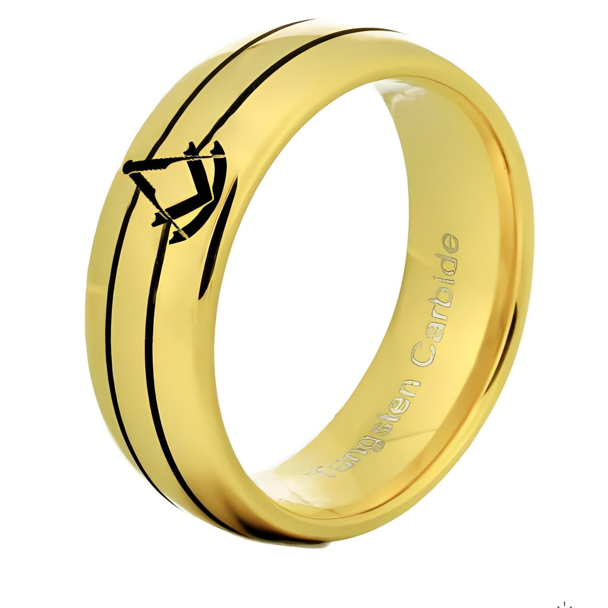 Past Master Blue Lodge Ring - Gold Rounded Tungsten Personalizable