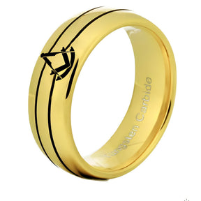 Past Master Blue Lodge Ring - Gold Rounded Tungsten Personalizable