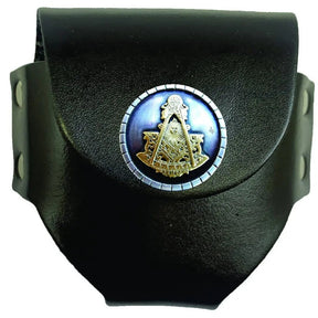 Past Master Blue Lodge Snuff Can Holder - Genuine Leather with Snap Closure