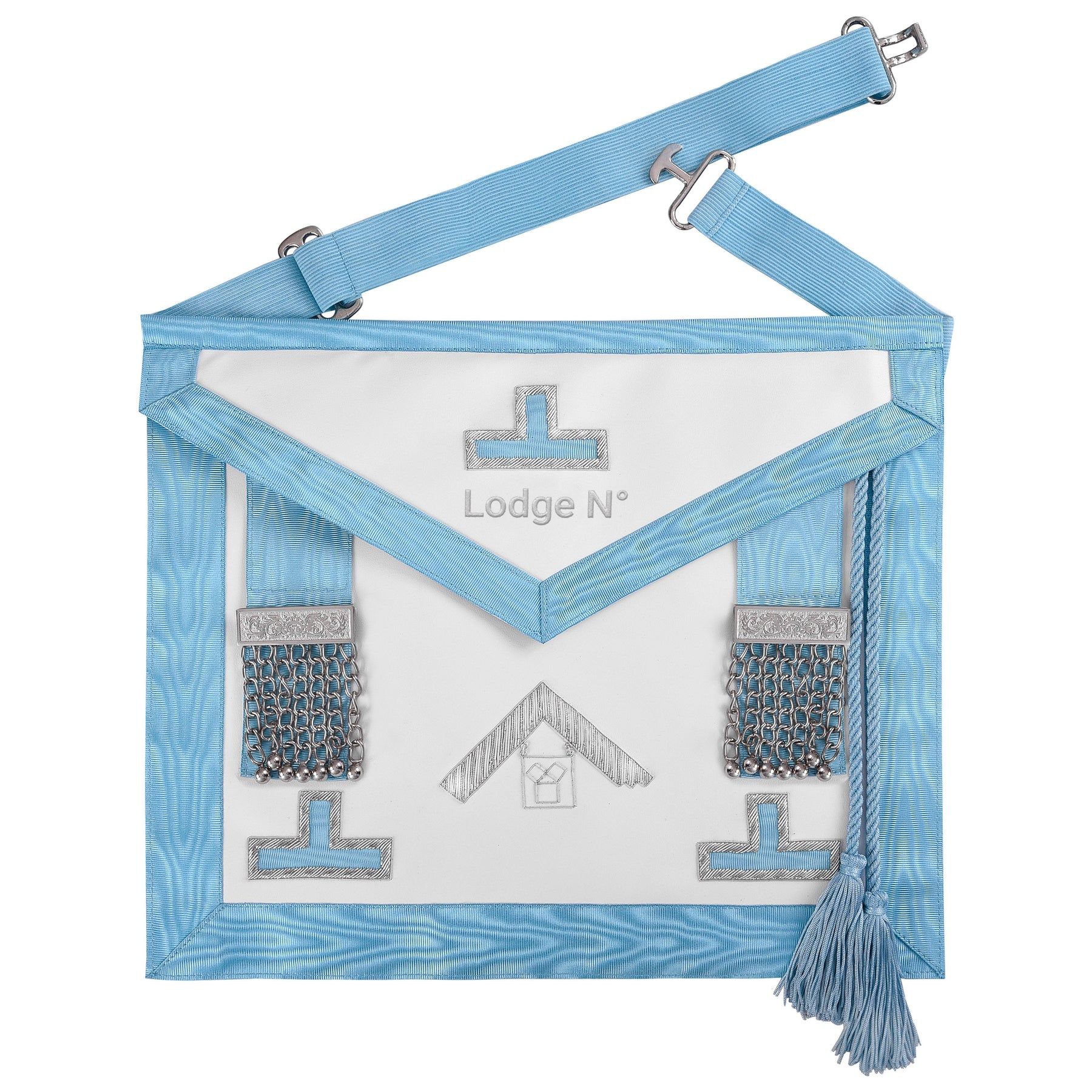 Past Master Craft Tabs - White & Turquoise Moire