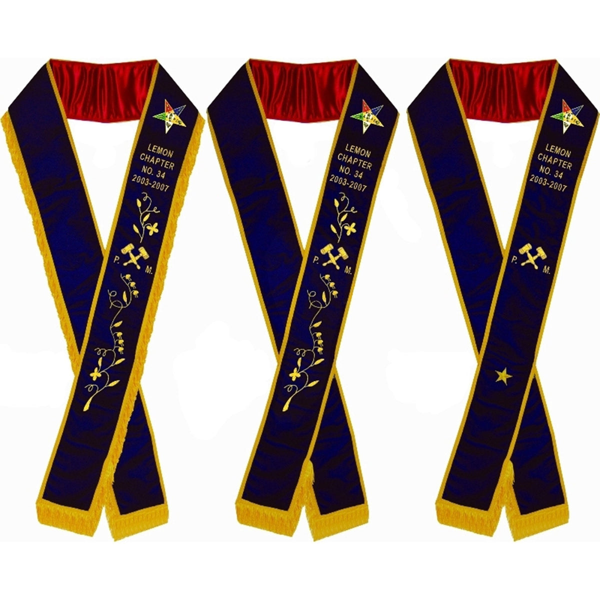 Past Matron OES Sash - Purple Velvet - Bricks Masons