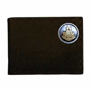 Past Master Blue Lodge Wallet - Buffalo Black Leather Bison Bifold