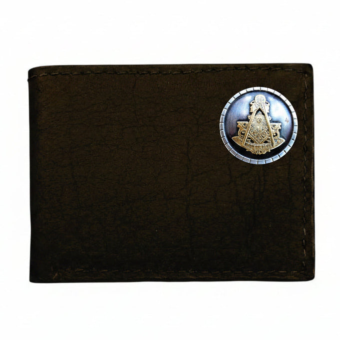 Past Master Blue Lodge Wallet - Buffalo Black Leather Bison Bifold