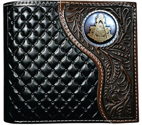 Past Master Blue Lodge Wallet - Nocona Black & Cherry Floral Bi-fold
