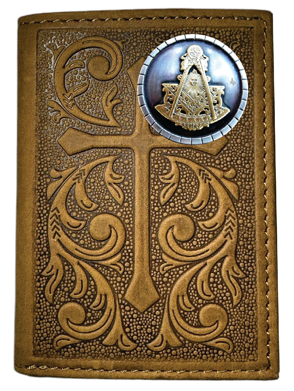 Past Master Blue Lodge Wallet - Trifold Nocona Soft Leather Embossed Cross