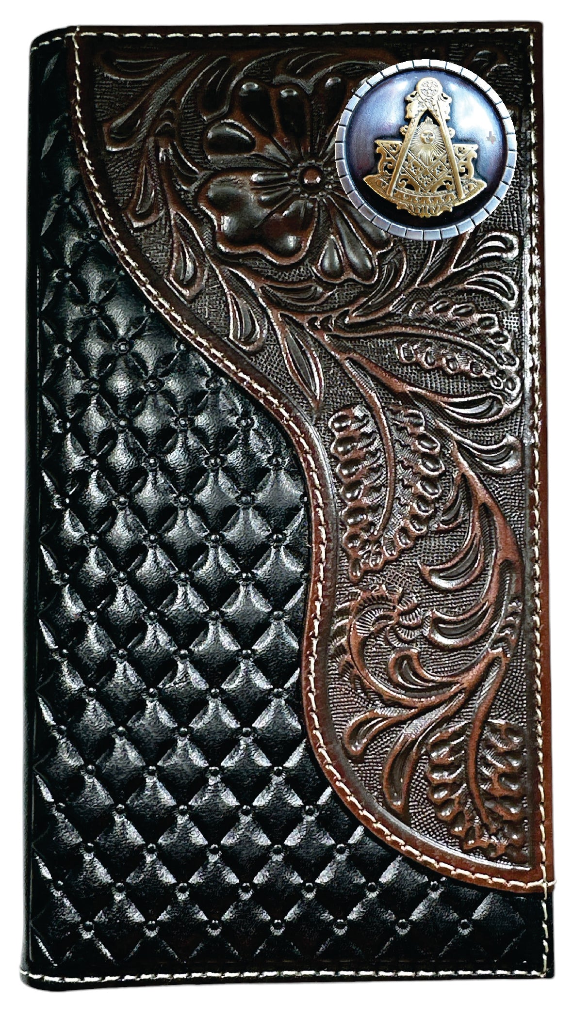 Past Master Blue Lodge Wallet - Nocona Black & Cherry Floral Long Rodeo
