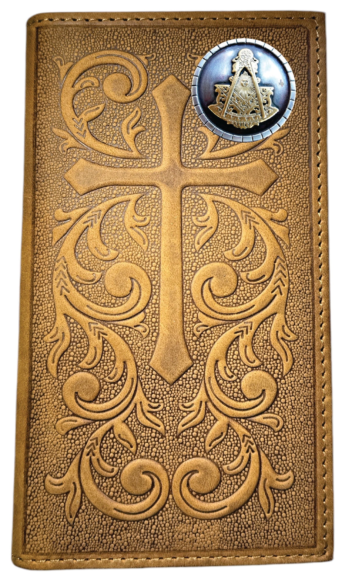 Past Master Blue Lodge Wallet - Nocona Soft Leather Cross Long Rodeo