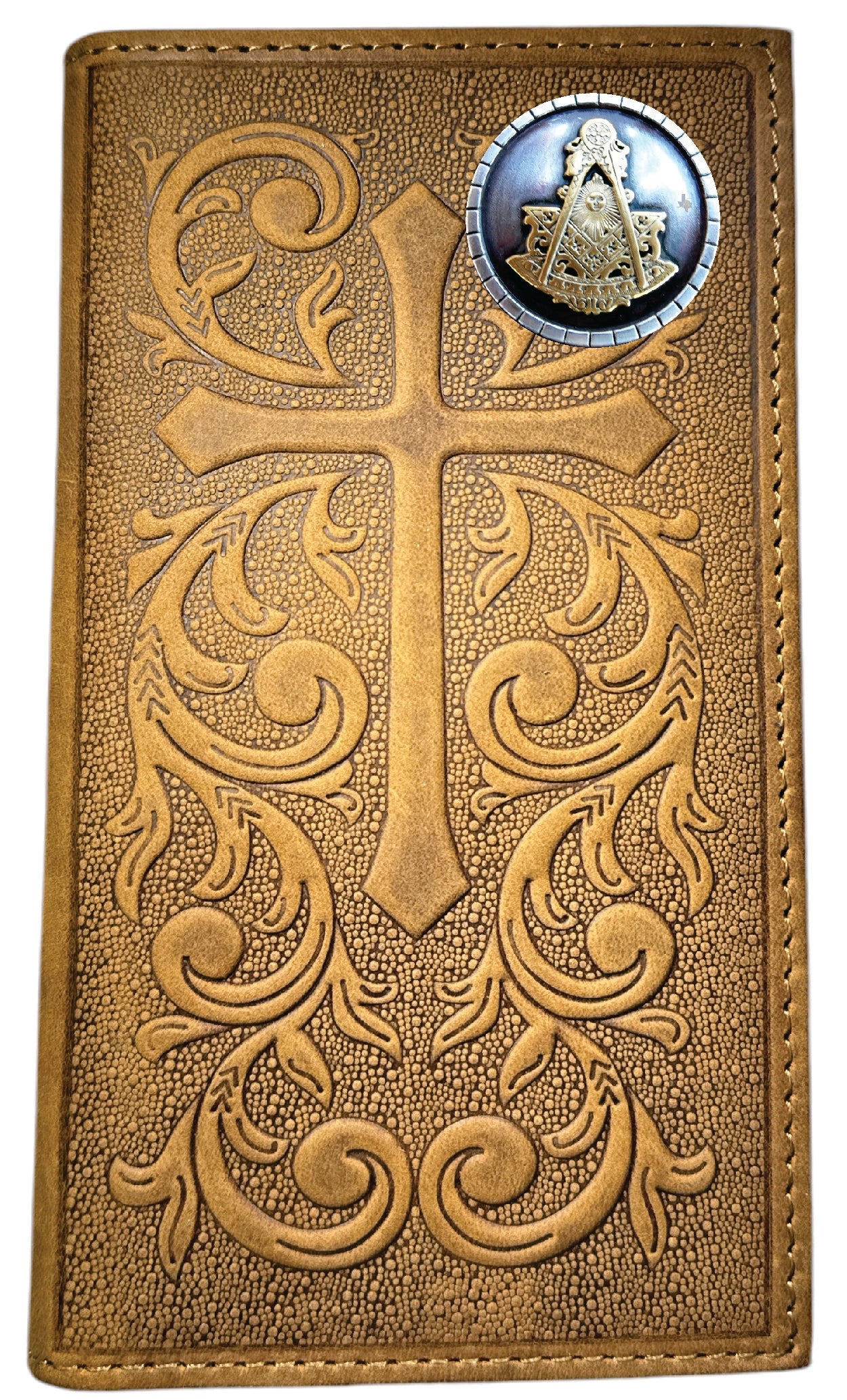 Past Master Blue Lodge Wallet - Nocona Soft Leather Cross Long Rodeo