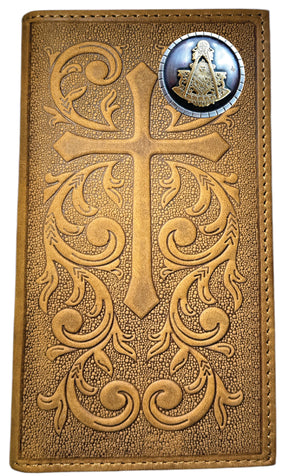 Past Master Blue Lodge Wallet - Nocona Soft Leather Cross Long Rodeo