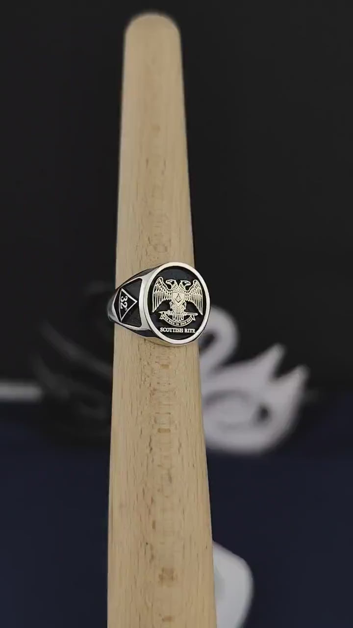 32nd Degree Scottish RiteRing - Double Headed Eagle With S & C
