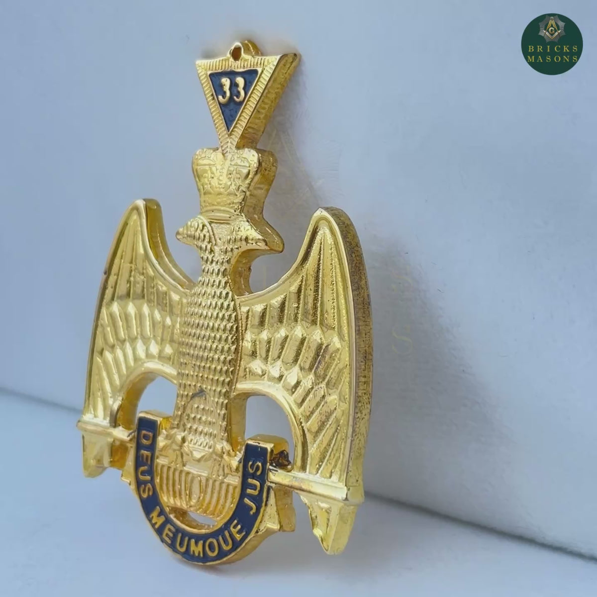 33rd Degree Scottish Rite Collar Jewel - Wings Down Gold Plated