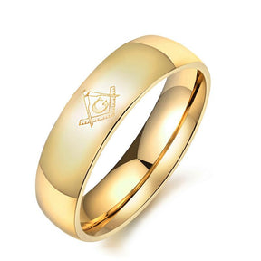 Master Mason Blue Lodge Ring - Le Baiser Square & Compass Smooth Round