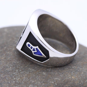 Master Mason Blue Lodge Ring - Plumb Trowel Sterling Silver