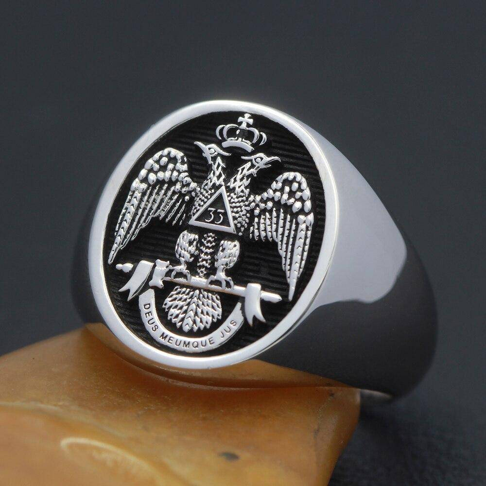 33rd Degree Scottish Rite Ring - Black Oval 925 sterling silver