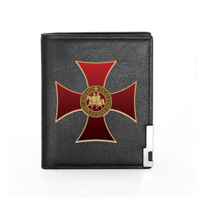 Knights Templar Commandery Wallet - Cross & Credit Card Holder (Black/Brown)