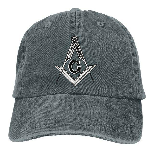 Master Mason Blue Lodge Baseball Cap - Square Compass G Symbol Adjustable Denim