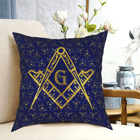 Master Mason Blue Lodge Pillowcase - Compass & Square G Blue night