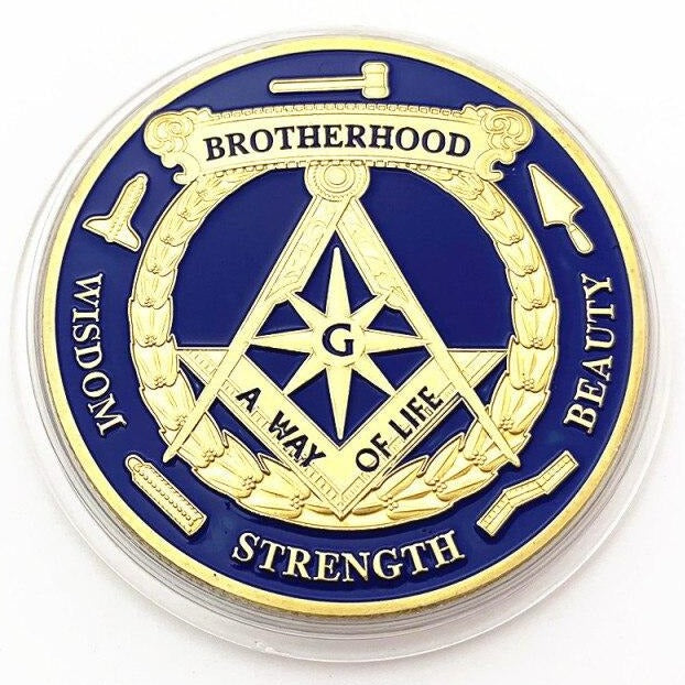 Master Mason Blue Lodge Coin - Wisdom Strength Beauty Brotherhood