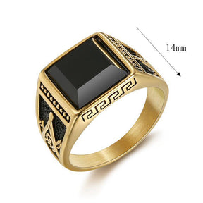 Master Mason Blue Lodge Ring - Black Stone Titanium Gold & Silver Color