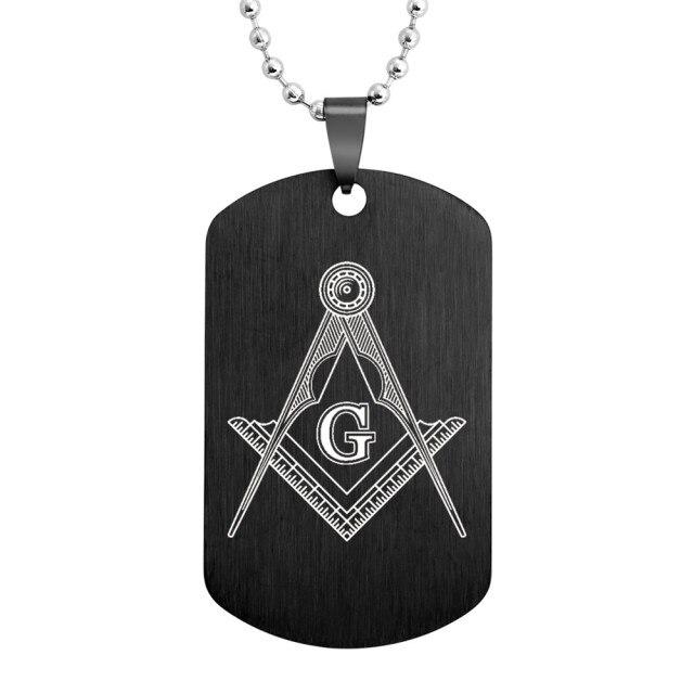 Master Mason Blue Lodge Necklace - Square & Compass G Stainless Steel