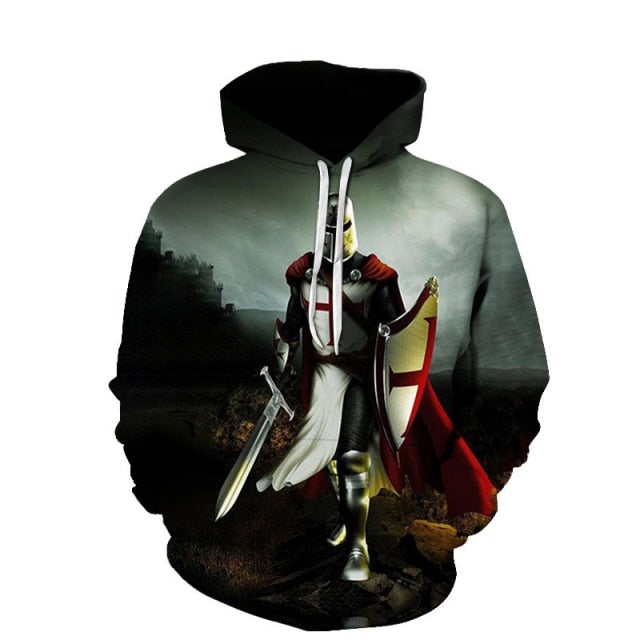 Knights Templar Commandery Hoodie Knight With Red Cap