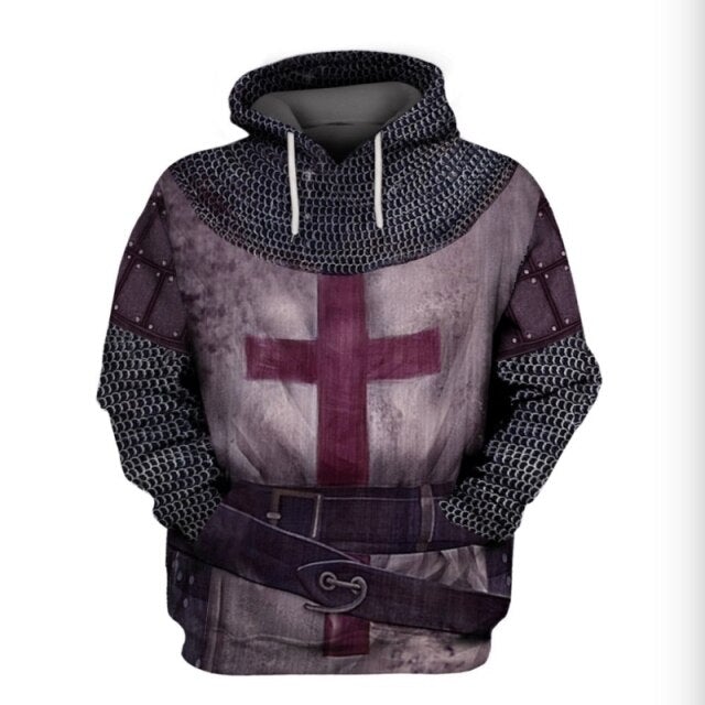 Knights Templar Commandery Hoodie - Knight Armor Templar 3D Printed - Bricks Masons