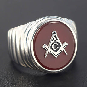 Master Mason Blue Lodge Ring - Square & Compass G Oval Head Sterling Silver