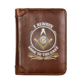 Master Mason Blue Lodge Wallet - Genuine Leather I Always Look to East