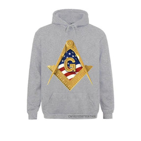 Master Mason Blue Lodge Hoodie - American USA Flag Square & Compass