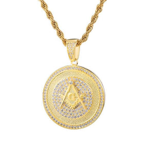 Master Mason Blue Lodge Necklace - Square and Compass G Zircon Stone