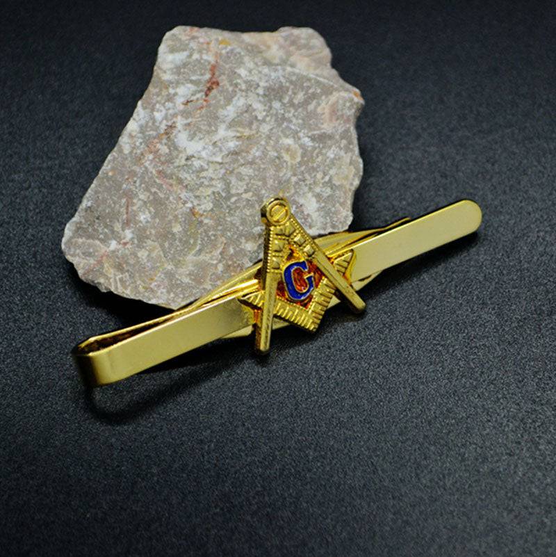 Master Mason Blue Lodge Tie Bar - Golden Classic Square and Compass G