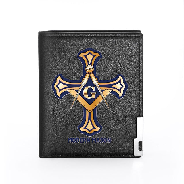 Master Mason Blue Lodge Wallet - Square and Compass G (Black & Brown)