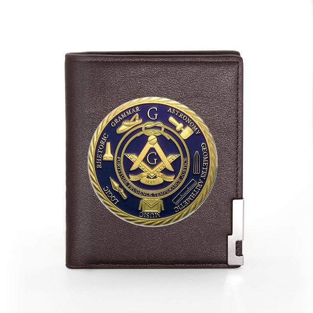 Master Mason Blue Lodge Wallet - Round Design Square & Compass G