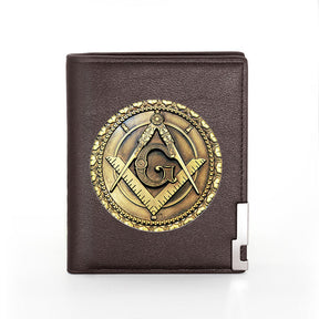 Master Mason Blue Lodge Wallet - PU Leather Vintage Square and Compass G & Credit Card Holder (26 variants) - Bricks Masons