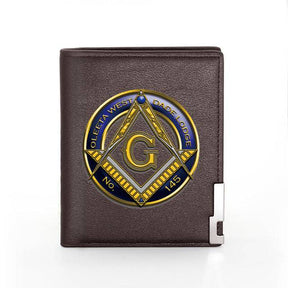 Master Mason Blue Lodge Wallet - Oleeta West Dade Lodge NO 145 Black & Brown