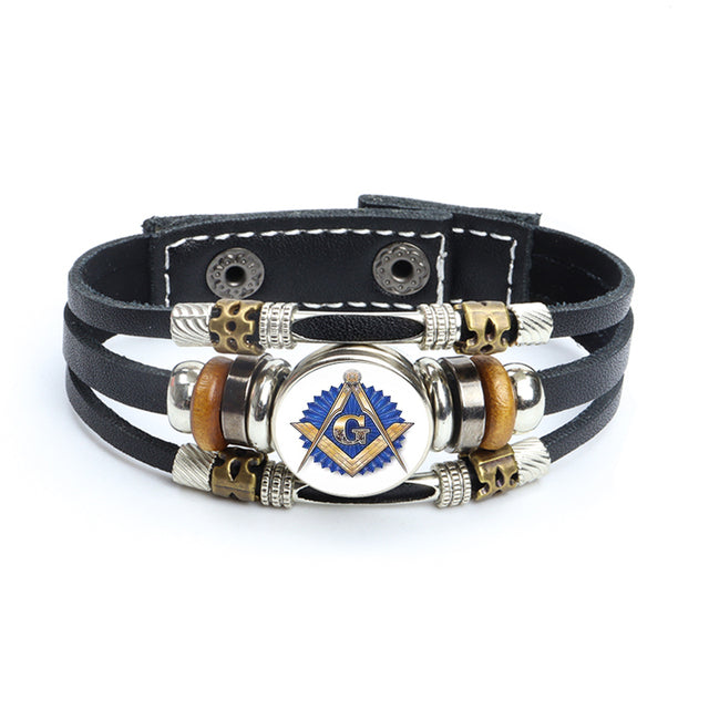 Master Mason Blue Lodge Bracelet - Handmade Braided Square and Compass G - Bricks Masons