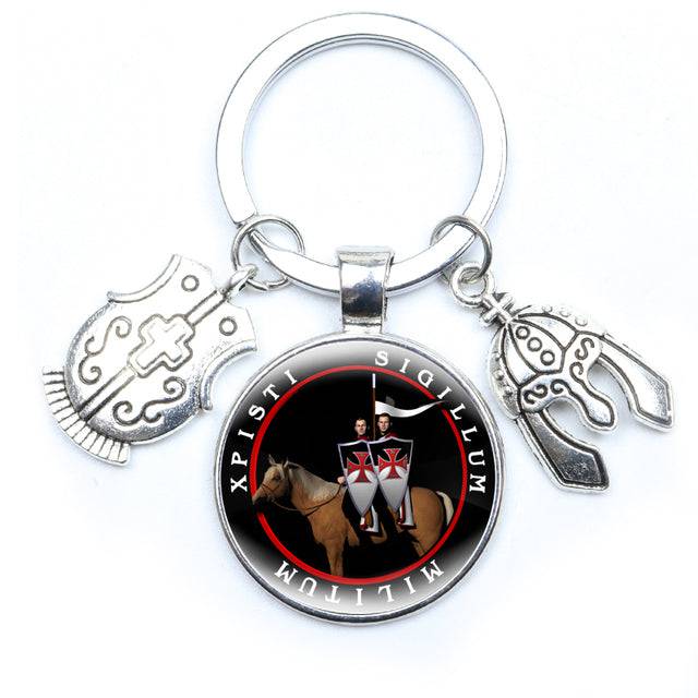 Knights Templar Commandery Keychain - Cross Round Crusader Sign