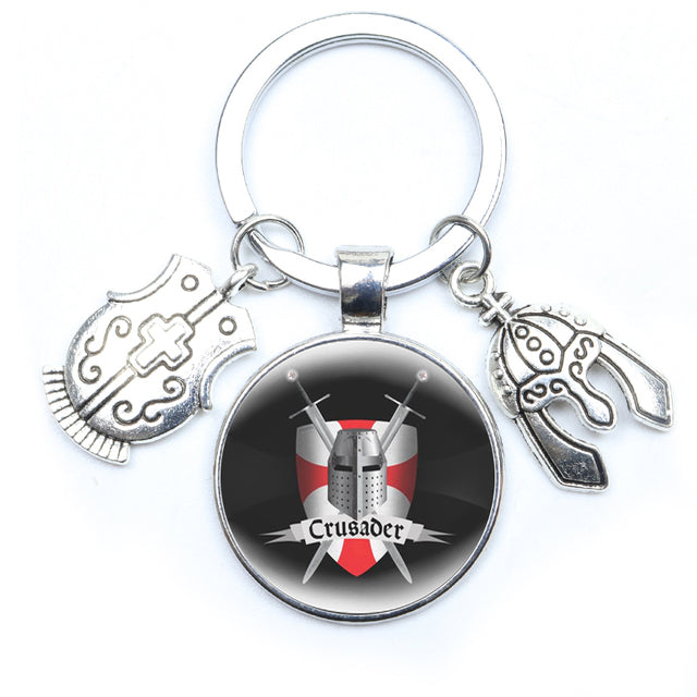 Knights Templar Commandery Keychain - Cross Round Crusader Sign (Various Designs) - Bricks Masons