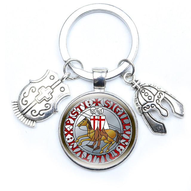 Knights Templar Commandery Keychain - Cross Round Crusader Sign (Various Designs) - Bricks Masons