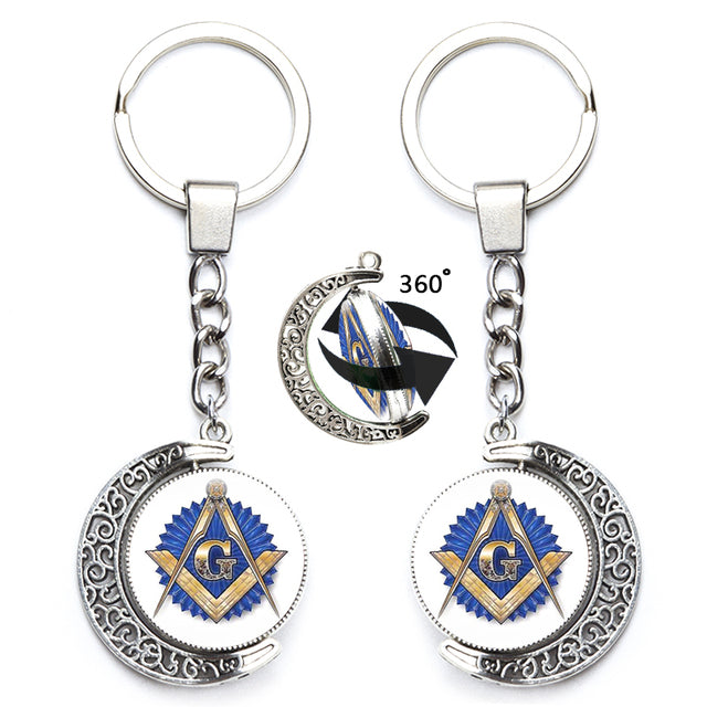 Master Mason Blue Lodge Keychain - 360° Square and Compass G All Seeing Eyes Various Designs - Bricks Masons