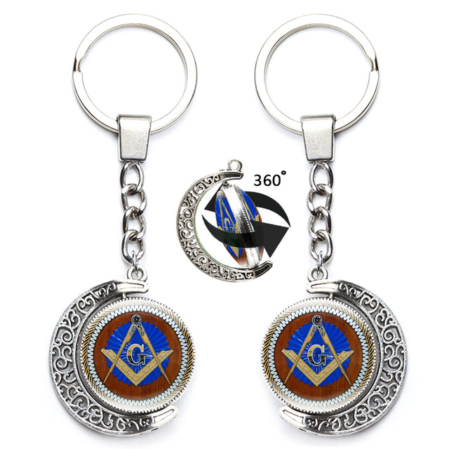 Master Mason Blue Lodge Keychain - 360° Square and Compass G All Seeing Eyes Various Designs - Bricks Masons