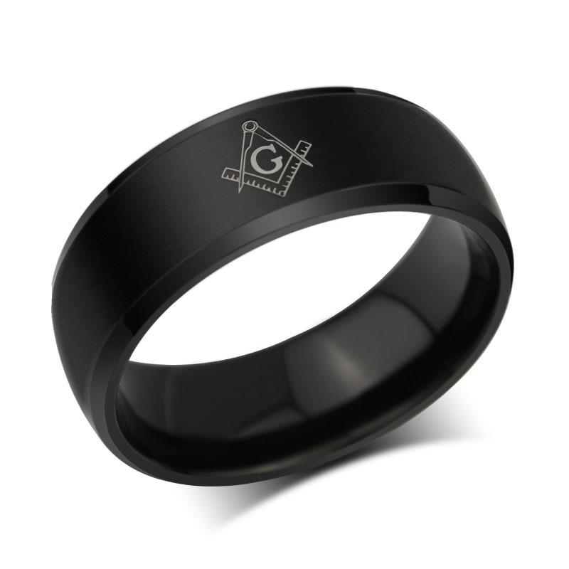 Master Mason Blue Lodge Ring - Le Baiser Square & Compass Smooth Band