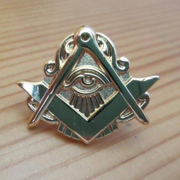 Master Mason Blue Lodge Lapel Pin - Compass And Square Eye