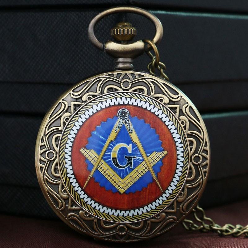 Freemasonry Theme Bronze Pocket Watch - Bricks Masons