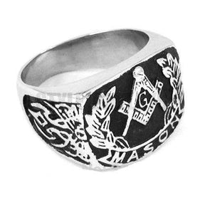 Master Mason Blue Lodge Ring - Silver Wreath Motif