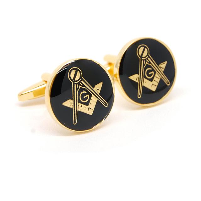 Master Mason Blue Lodge Cufflink - Silver Round Symbol