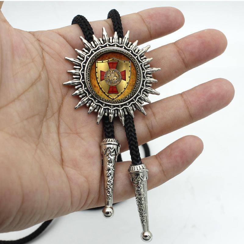 Knights Templar Commandery Bolo Tie - Gold & Red Cross